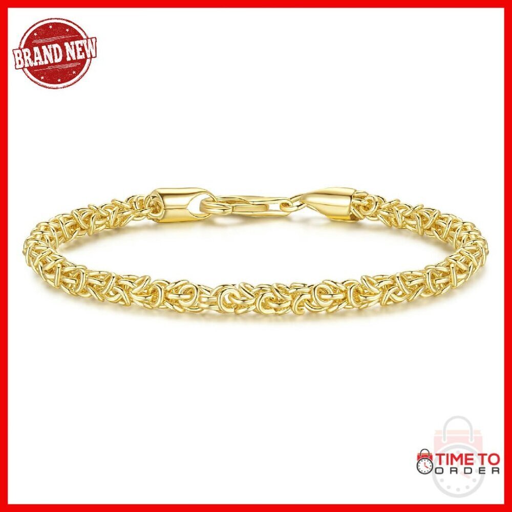 14K Gold Byzantine Link Bracelet Lobster Clasp Unisex